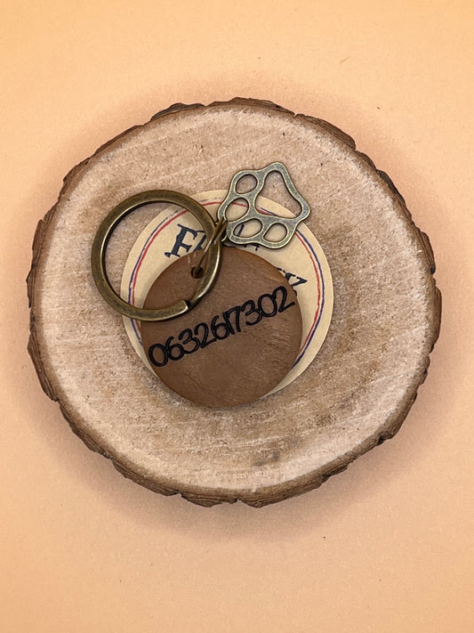 Médaille d'identification Patte de chien nom + numéro tel