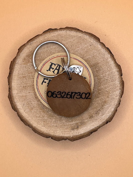 Médaille d'identification Coeur nom + numéro tel